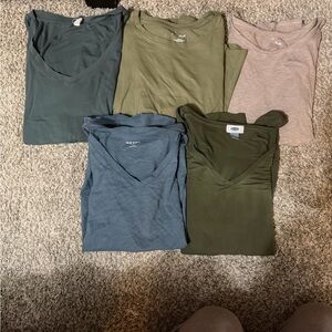 Old Navy Women's V-Neck Tops - Green, Blue, Tan